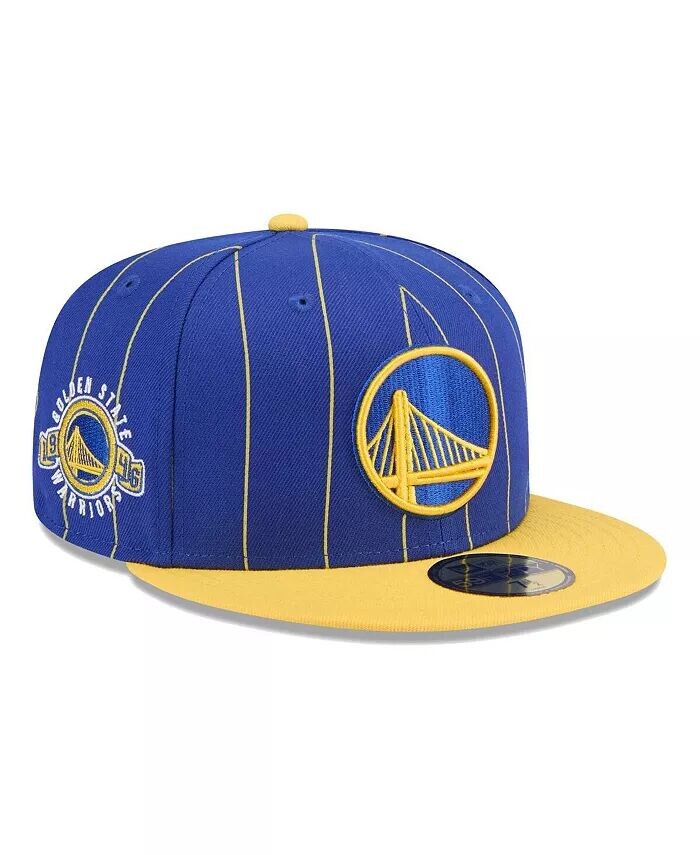 

Мужская двухцветная кепка в тонкую полоску Golden State Warriors королевского/золотого цвета 59Fifty New Era, синий