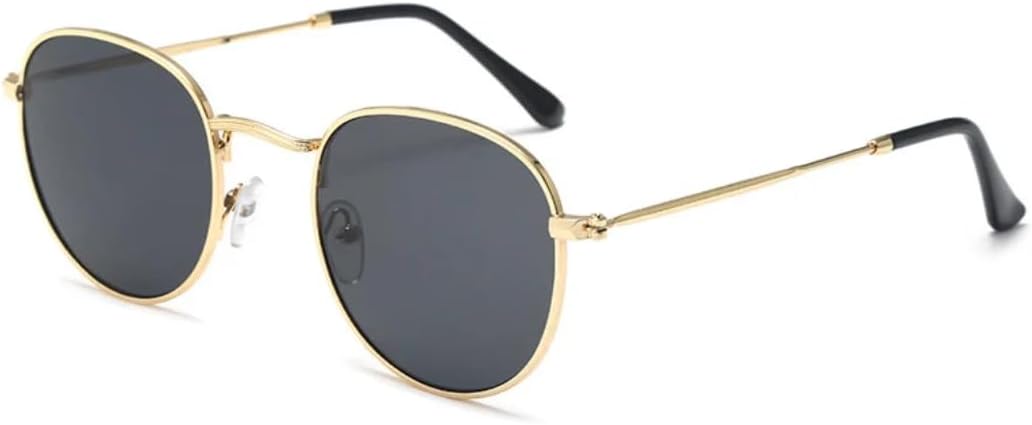 

Солнцезащитные очки с защитой от УФ-излучения UV400 | Металлические круглые линзы в стиле панк | Цветные линзы | Для женщин и мужчин | Для занятий спортом на открытом воздухе и вождения DSVIGF, Gold-black