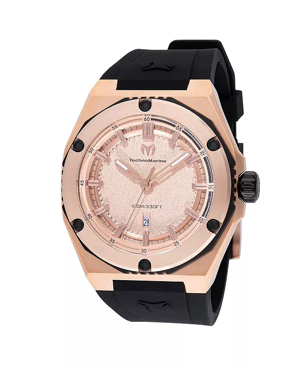 

Мужские часы tm-416065 с циферблатом из розового золота и коралловым кварцем Technomarine, black