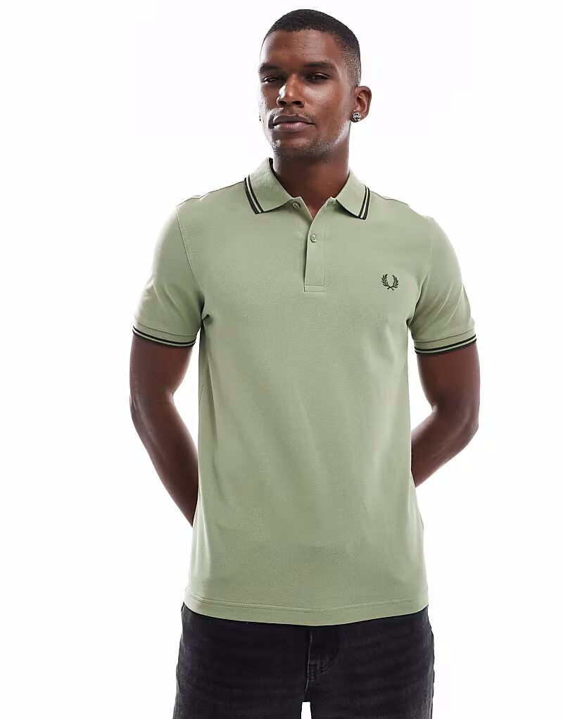 

Футболка-поло Fred Perry с двумя краями зеленого цвета