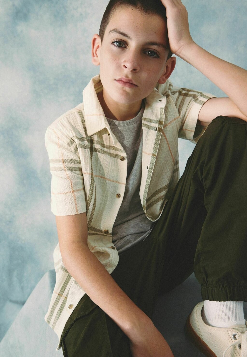 

Рубашка Short Sleeve Textured Check Next, кремовый экрю