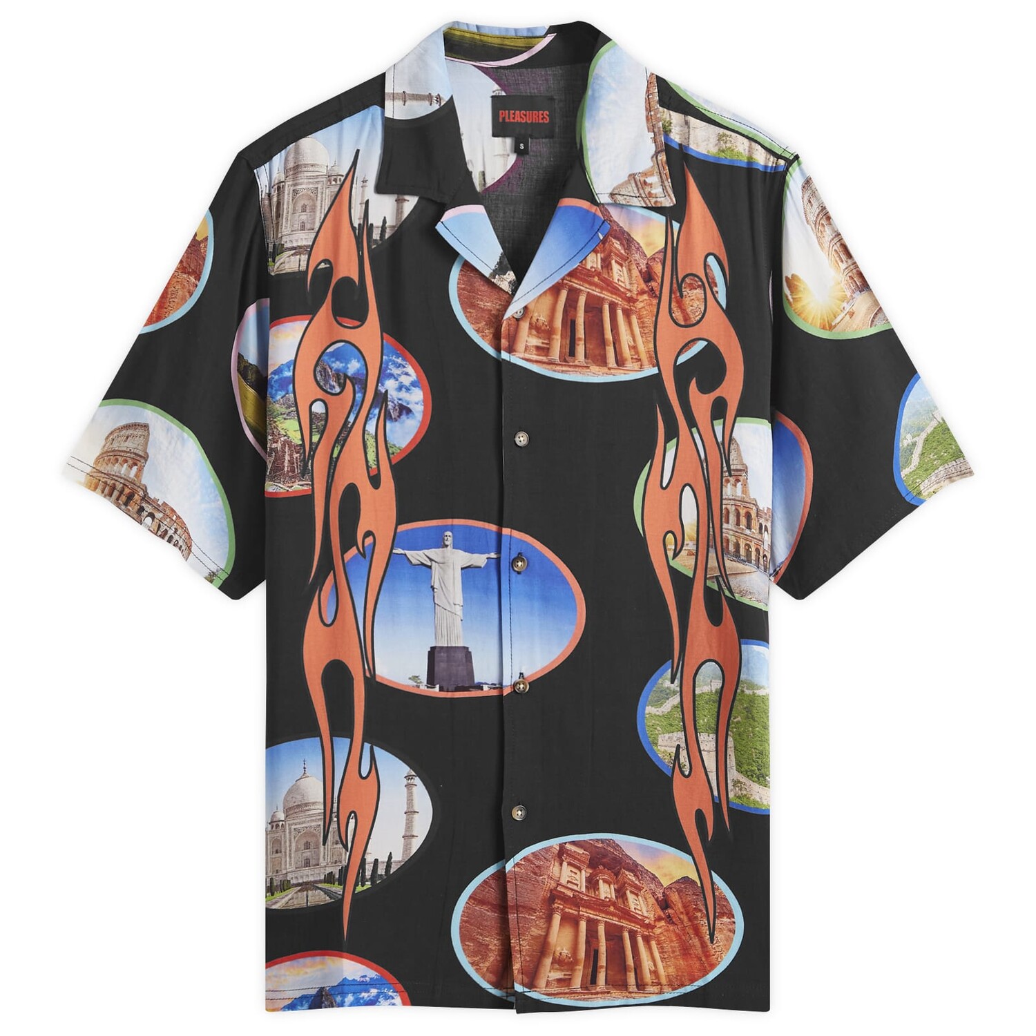 

Рубашка с коротким рукавом Pleasures 7 Wonder Camp Shirt, черный