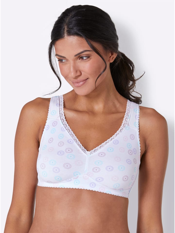 

Удобный бюстгальтер без косточек белого цвета с принтом. WITT WEIDEN