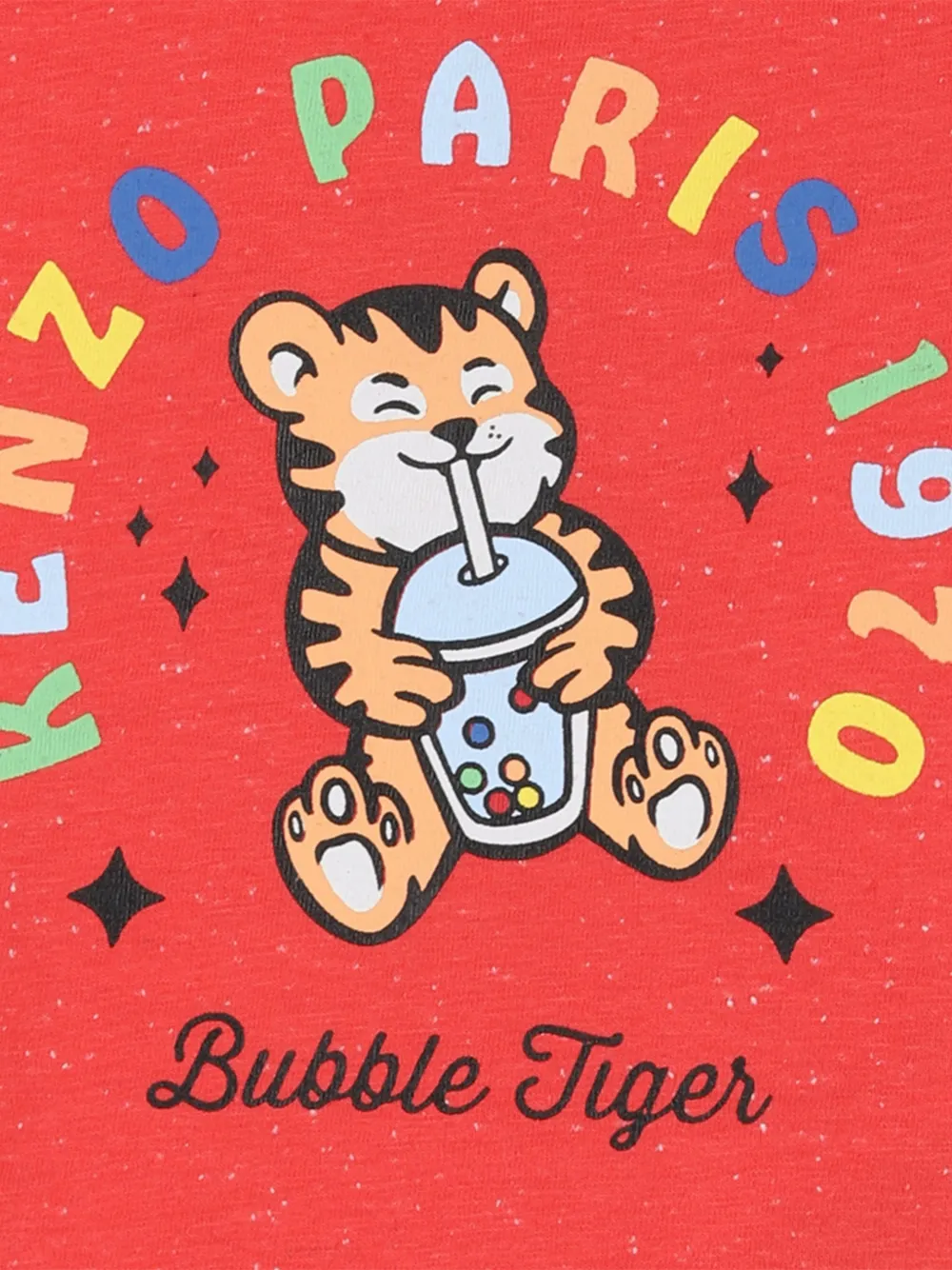 Футболка с принтом "тигр с бабл-ти" Kenzo Kids, красный — фото 3