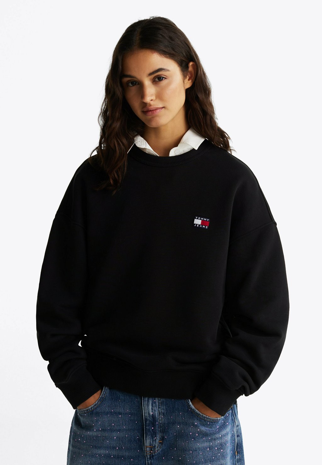 

Толстовка BADGE CREW Tommy Jeans, черный