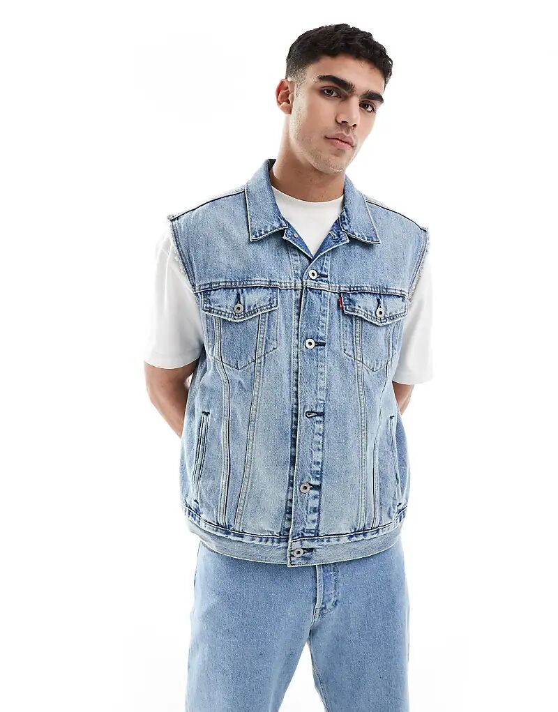 

Свободный джинсовый жилет дальнобойщика светлого оттенка Levi's