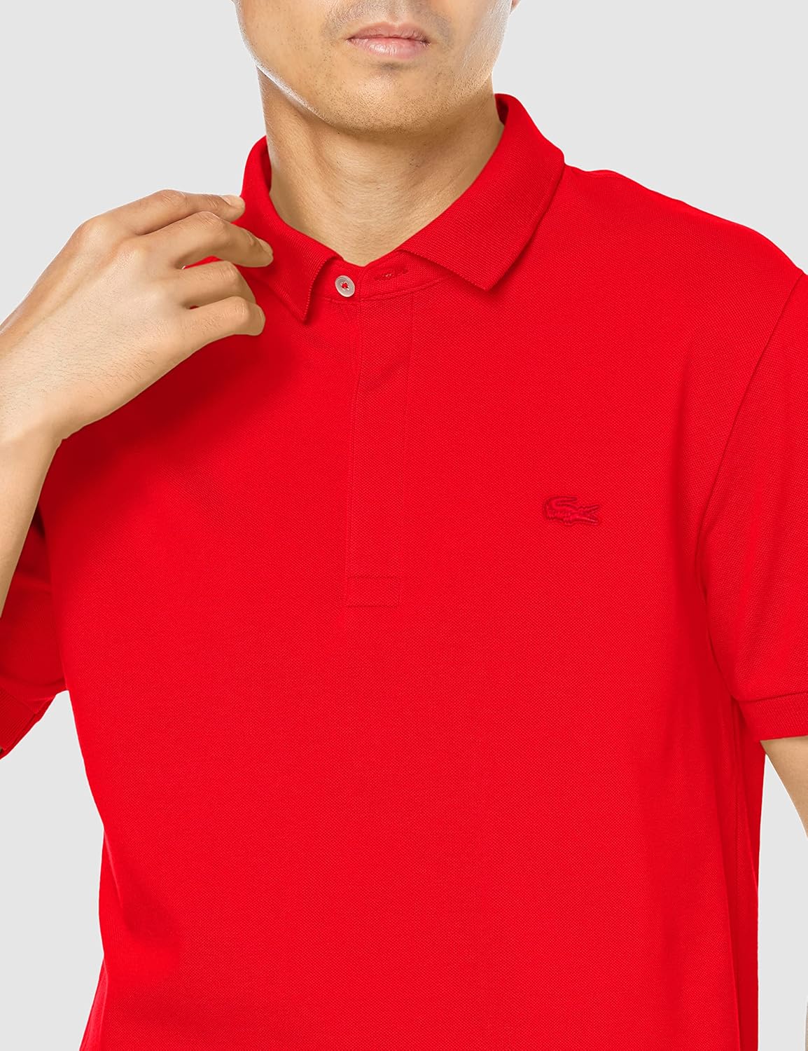 Мужская поло-рубашка Lacoste Regular Fit Stretch Paris (с коротким рукавом) PH5522L (старый цвет), красный — фото 3
