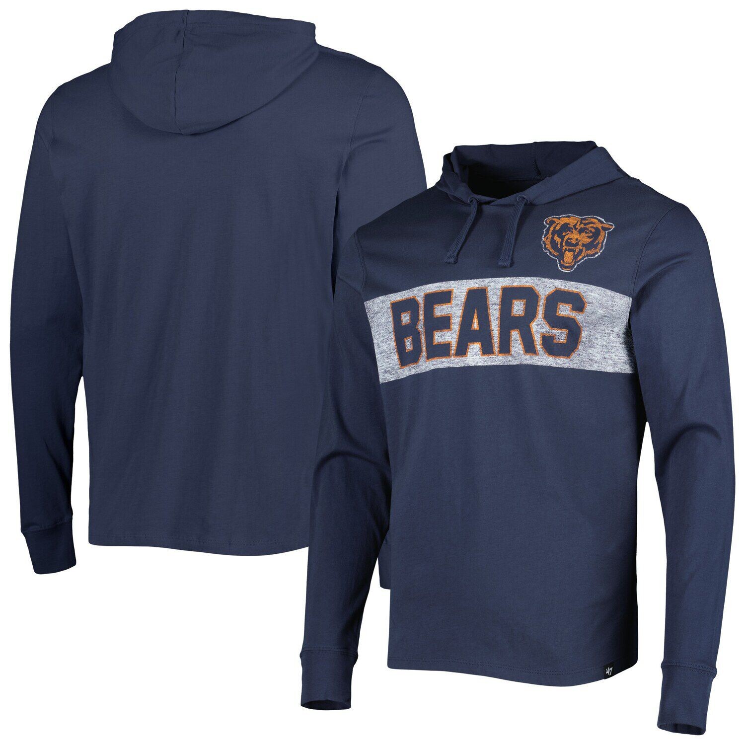 

Мужская темно-синяя футболка с капюшоном и длинными рукавами Chicago Bears Field Franklin '47, Синий, Мужская темно-синяя футболка с капюшоном и длинными рукавами Chicago Bears Field Franklin '47