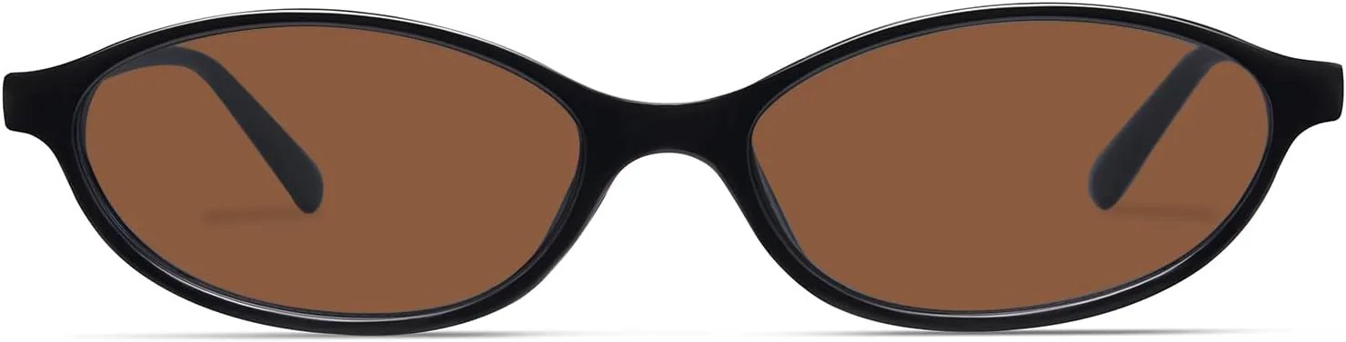 

Ретро овальные солнцезащитные очки для женщин, модные, маленькие, в стиле 90-х, винтажная узкая оправа «кошачий глаз», GM9603 GIGIMOTTE, Black Frame/Brown Lens