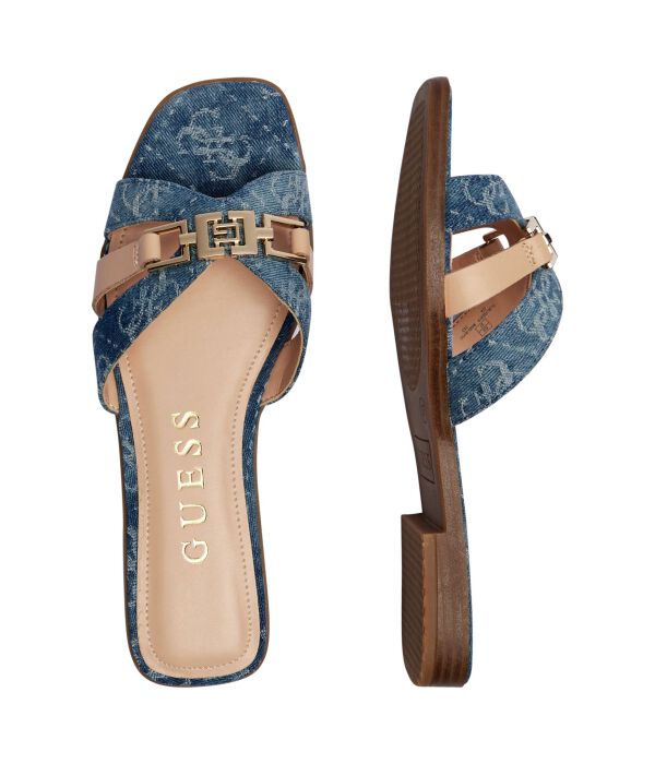 Тапочки Guess Lady Jrone5 с элементами кожи, синий — фото 4