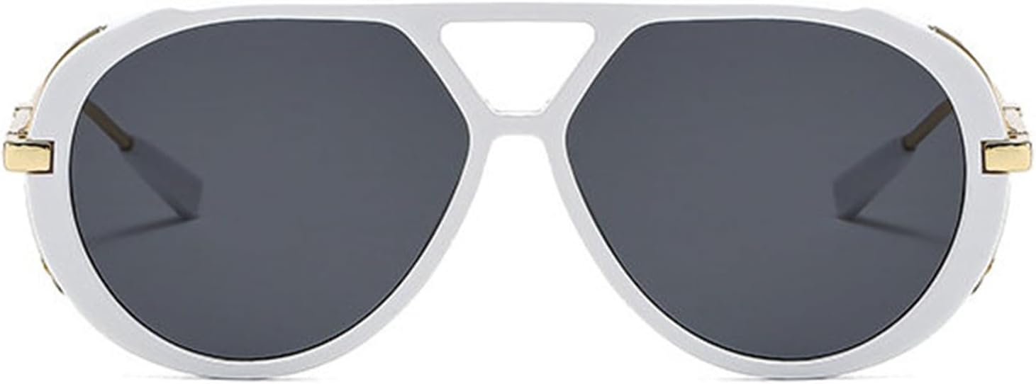 

Классические металлические ретро-солнцезащитные очки овальной формы для женщин в винтажном стиле, в стиле «пилот» и панк, летние модные очки с защитой от УФ-излучения UV400, размер S65 helena, White