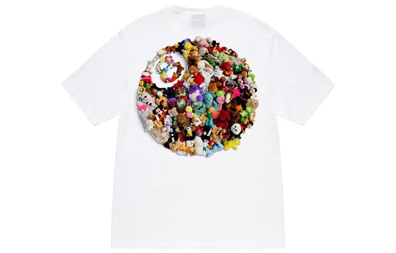 Плюшевая футболка Stussy черная, Белый — фото 3