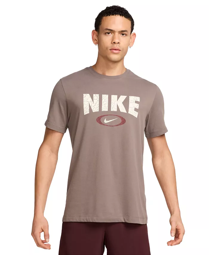 

Мужская футболка с коротким рукавом и логотипом Dri-FIT Fitness Nike, коричневый/бежевый