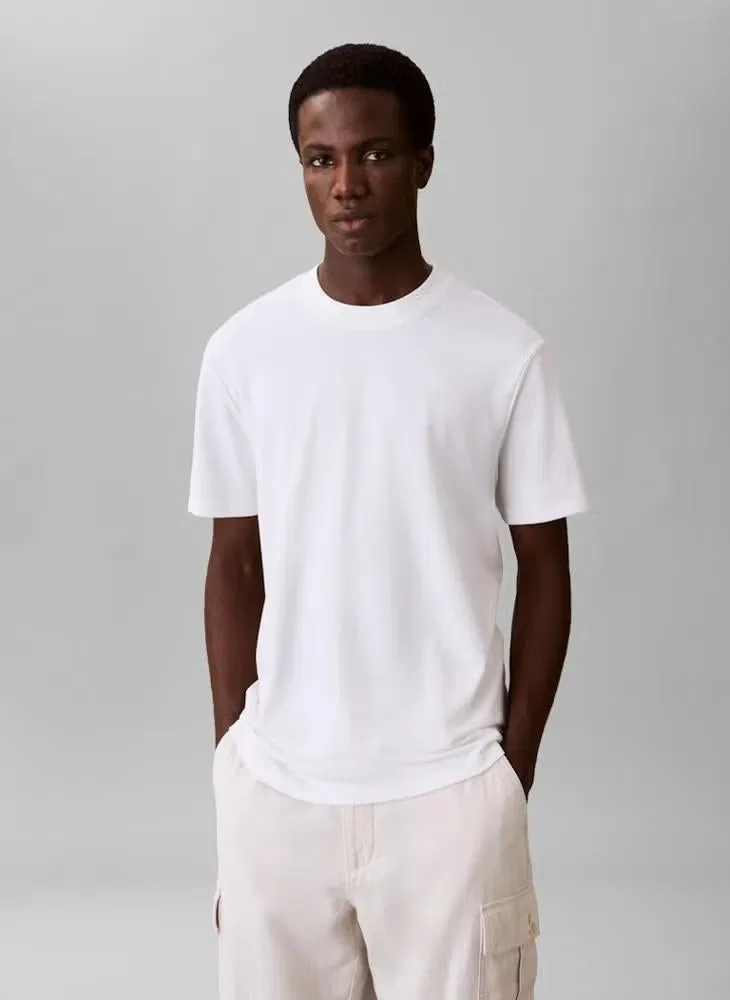 Футболка с техническим интерлоком Tech interlock knit Calvin Klein, белый