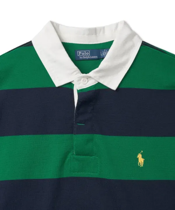 Кроп-рубашка регби с полосками, Ralph Lauren, зеленый — фото 3