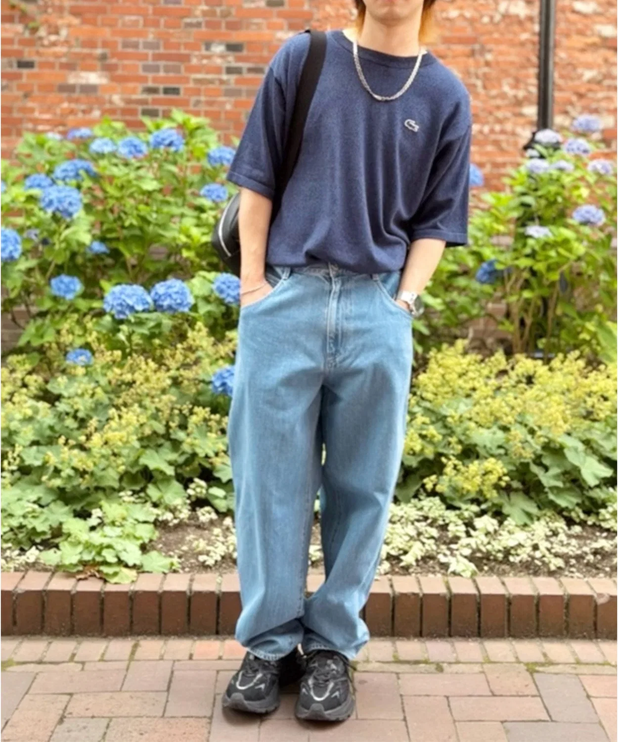 Мужская футболка с длинным рукавомиз меланжевого трикотажа Classic Fit LACOSTE, Серый — фото 4