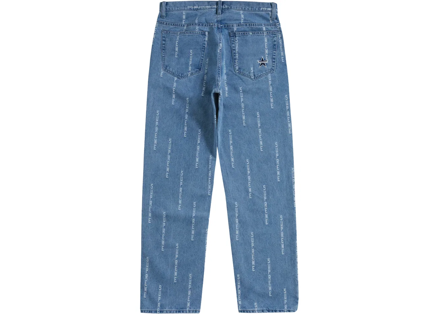 Мужские джинсы с принтом Supreme Logo Stripe Jacquard Regular Jean, Blue — фото 2
