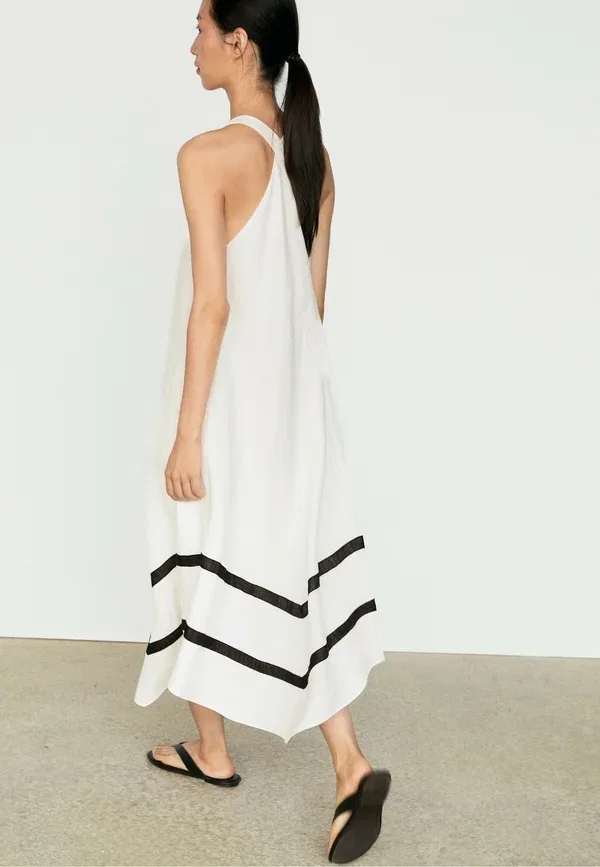 Платье из льна Day dress Massimo Dutti, белый — фото 3