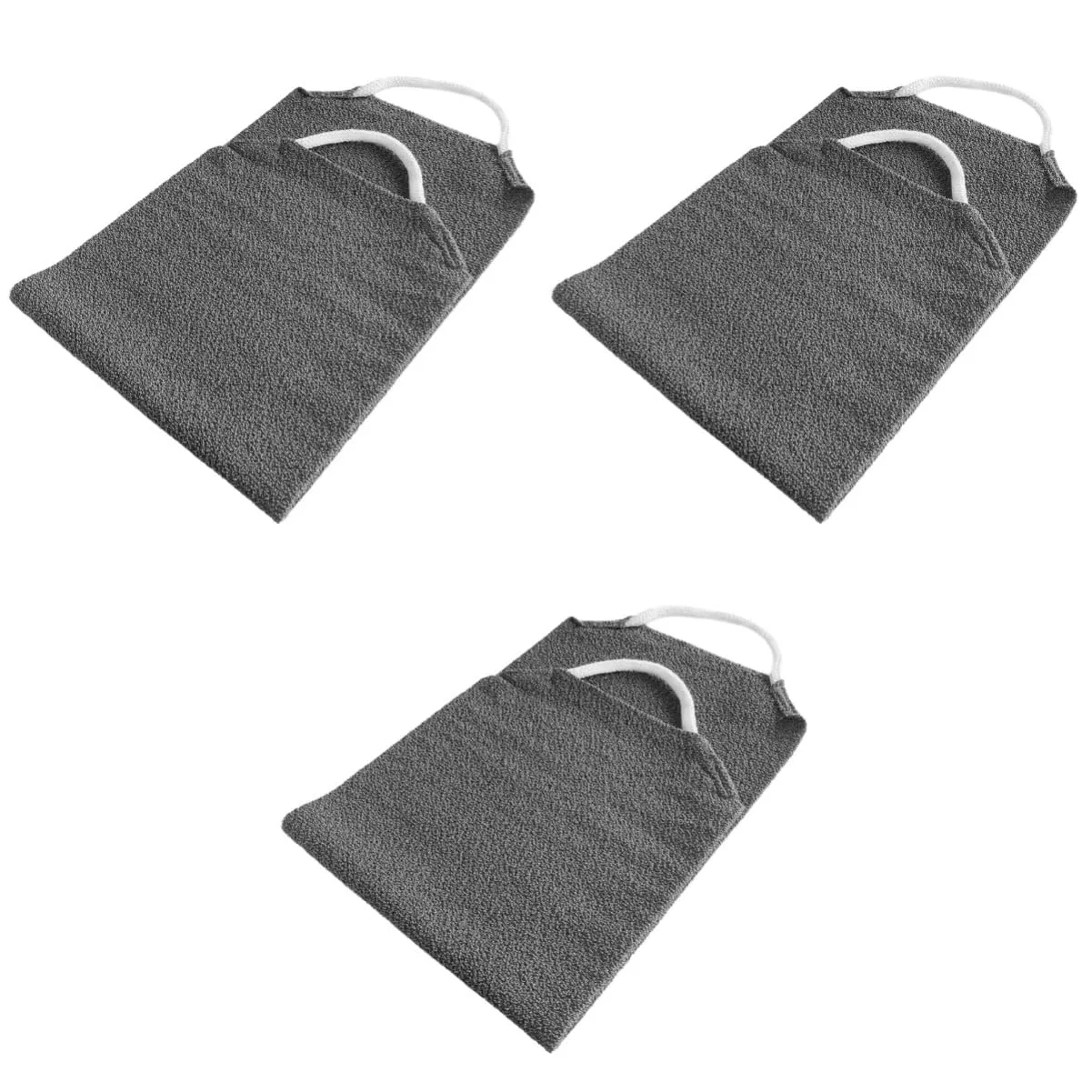 Мочалка для тела из полиэстера TOVINANNA, 3 шт, 45x20 см, Dark Grey