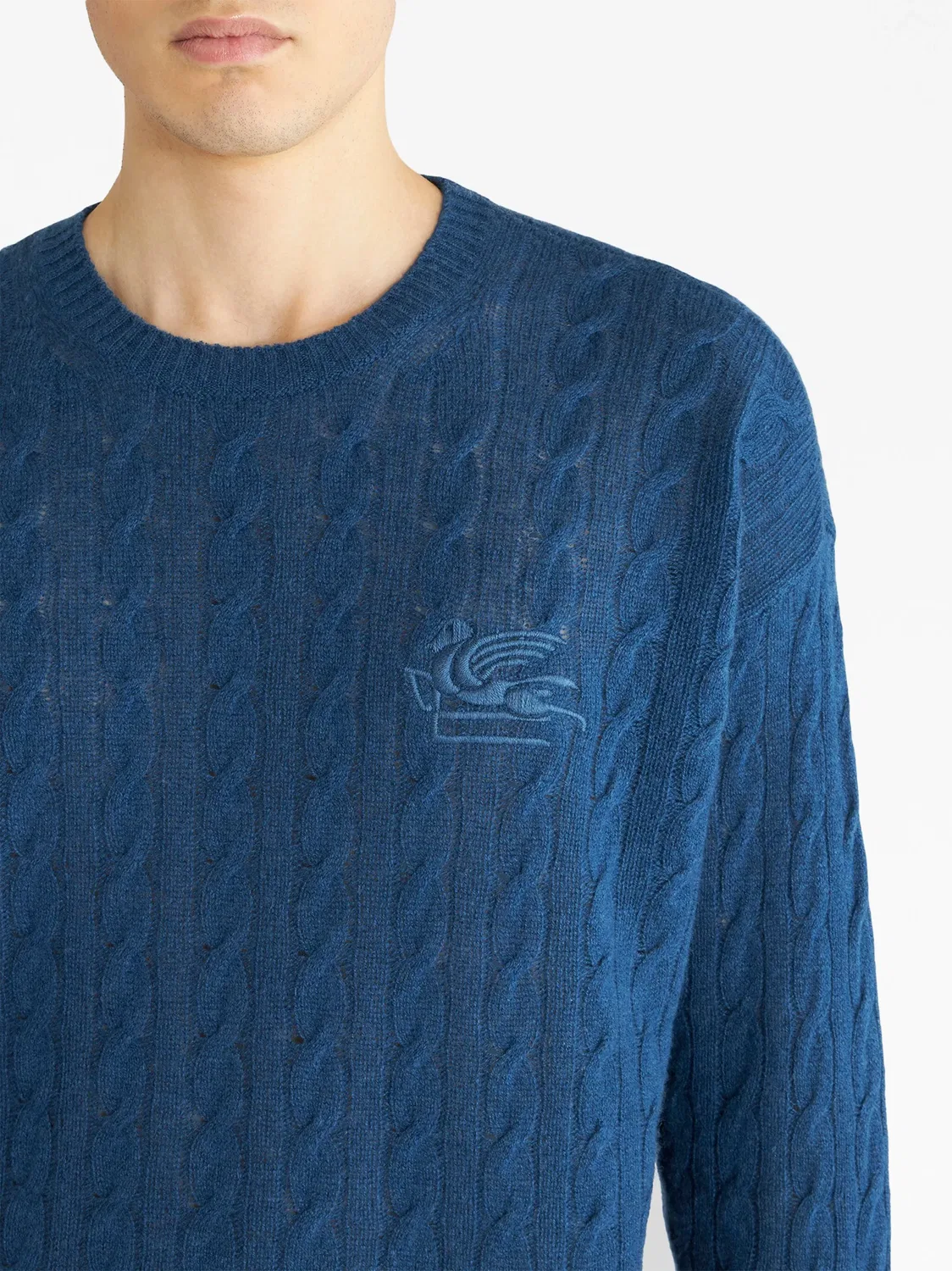 Свитер с косичками из кашемира ETRO, темно-синий — фото 4