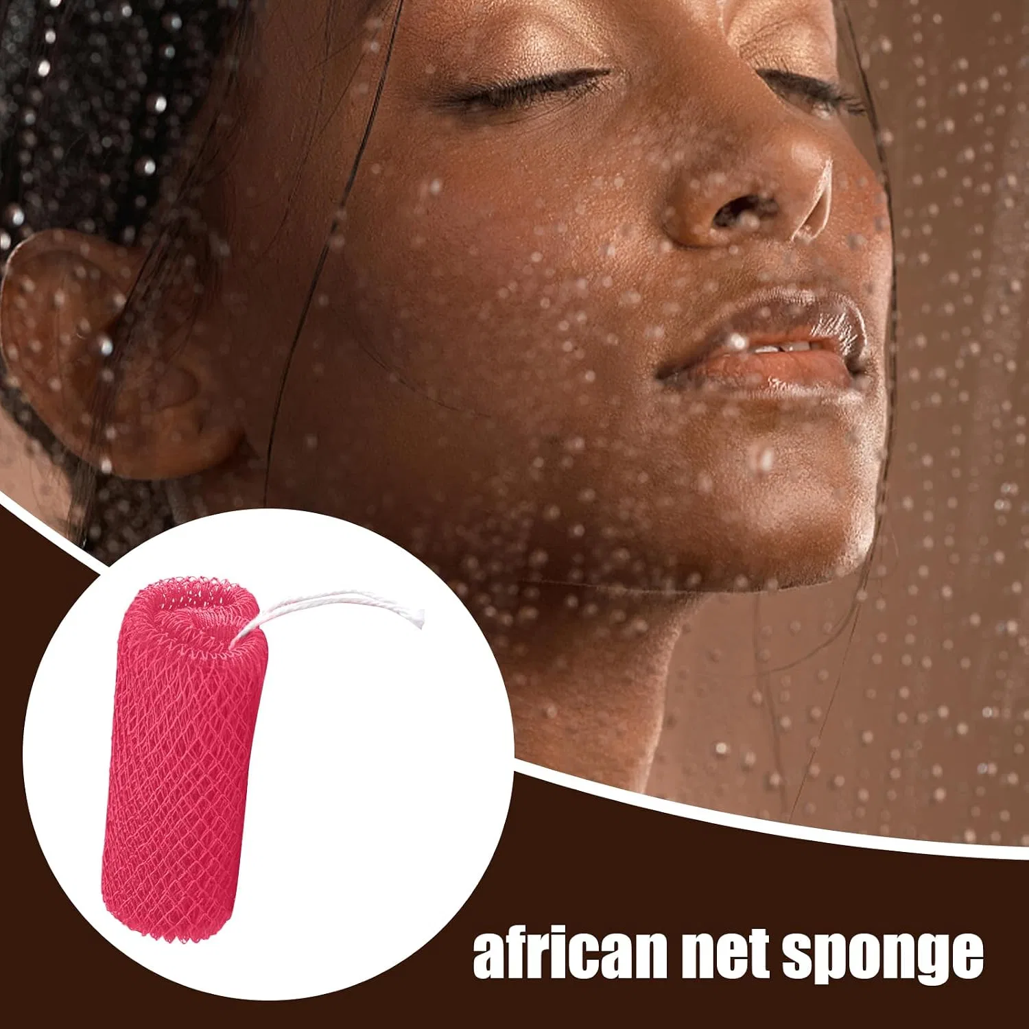 Мочалка для тела African Net, Generic, 70 г, 35 x 60 см, Розовая (Арбуз) — фото 3