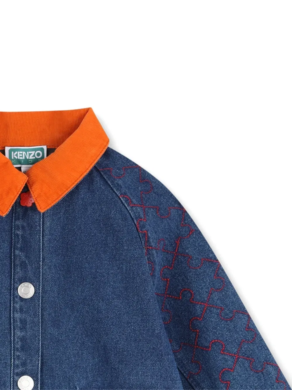 Куртка из джинсовой ткани с вышивкой Kenzo Kids, синий — фото 3