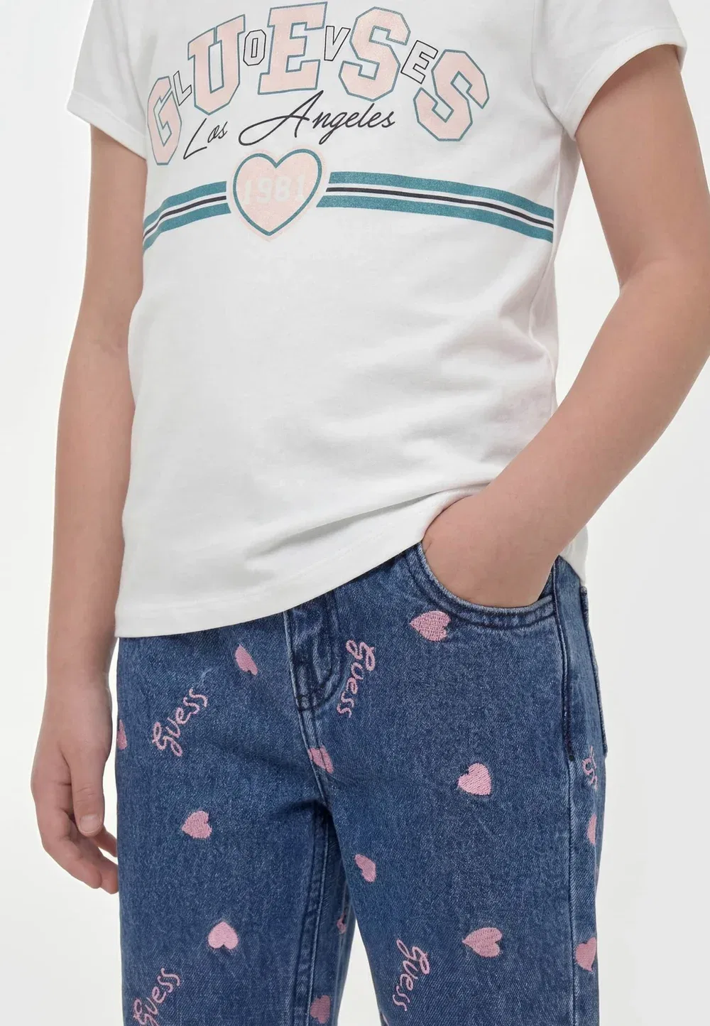Джинсы Mom Fit Bestickte - джинсы прямого кроя Guess, Blau — фото 3