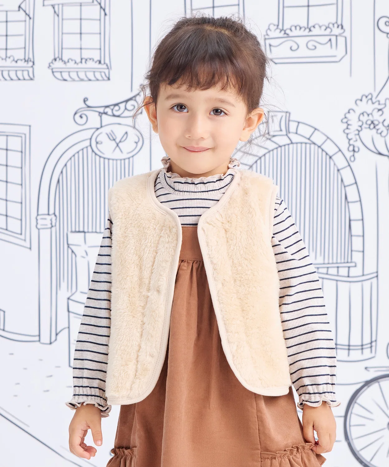 Детский жилет без рукавов из флиса Light Beige combimini
