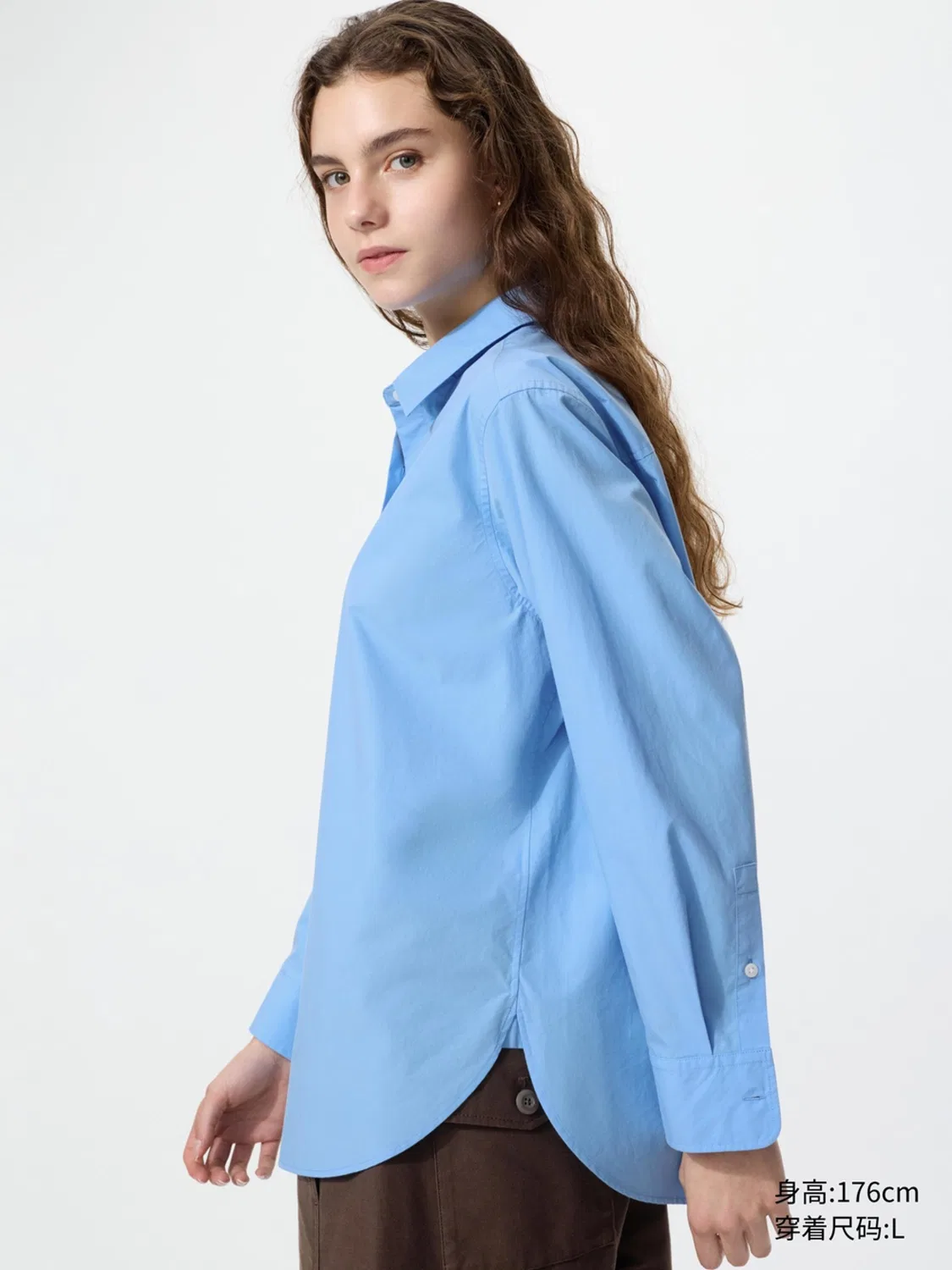 Рубашка хлопковая с длинным рукавом Uniqlo, белый — фото 3