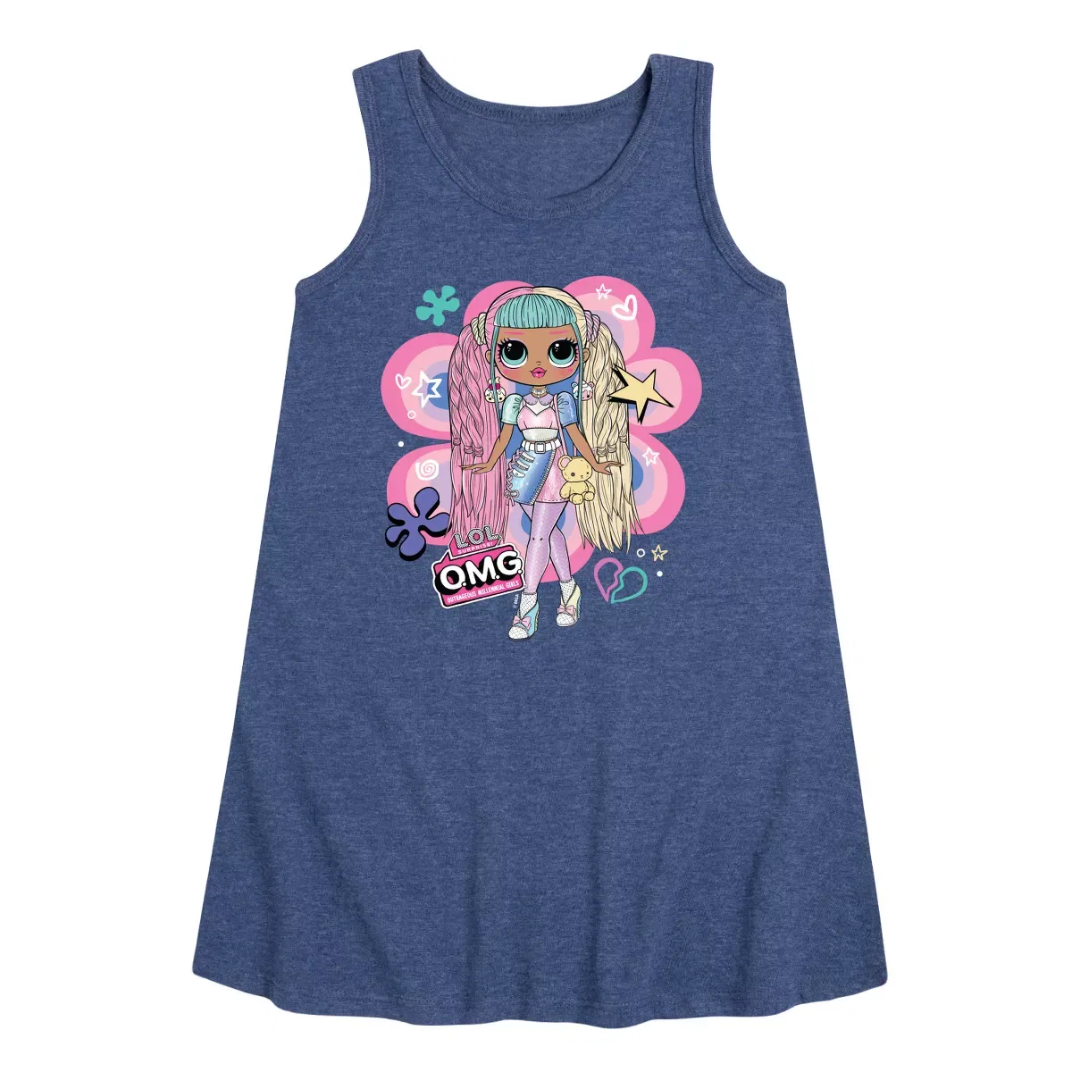 Детское платье без рукавов с принтом Candylicious Original L.O.L. Surprise!, Heather Navy