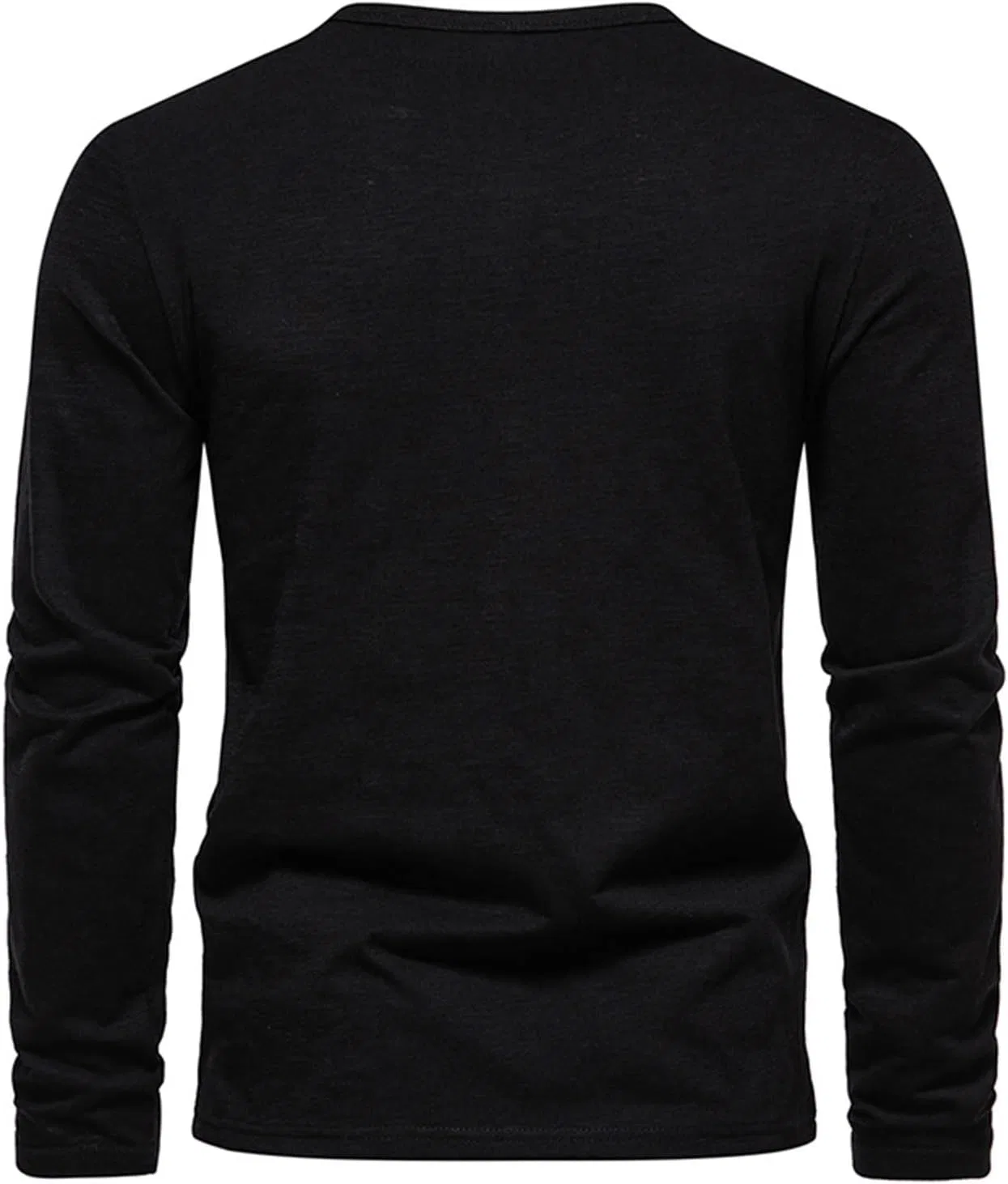 Мужская повседневная футболка-поло Henley Slim Fit, Black — фото 4