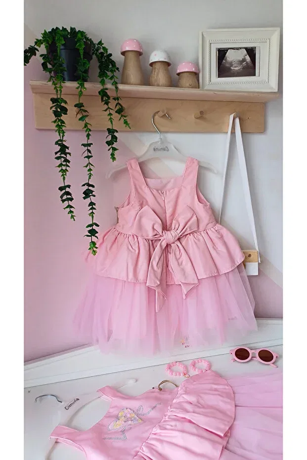 Детское платье для девочек с вышивкой Cumino, Pink — фото 4