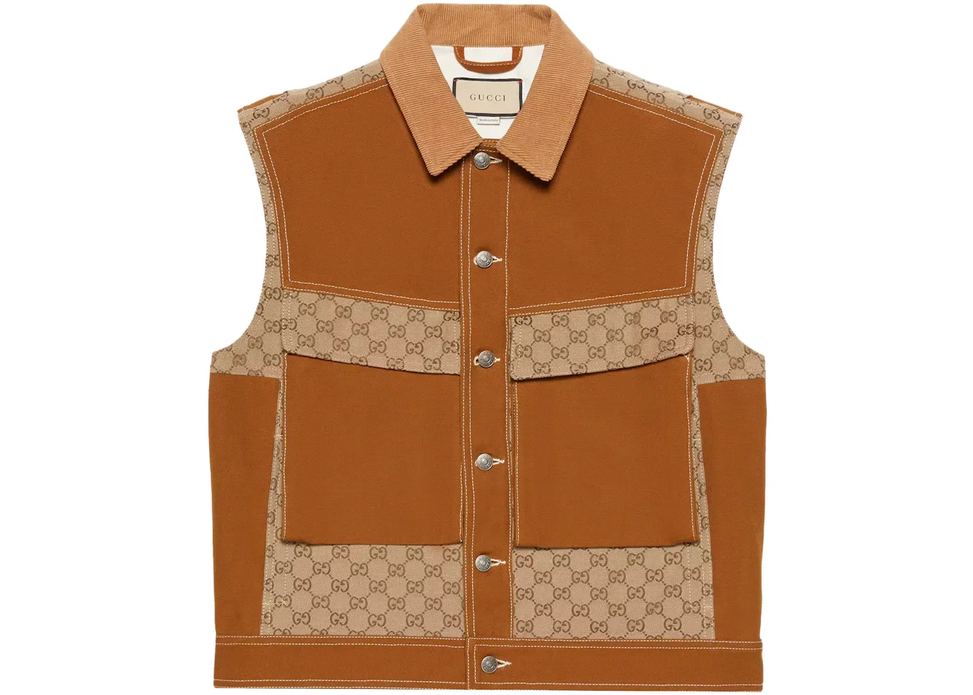 Мужской жилет с принтом GG Supreme Gucci, Gilet Gucci, Brown