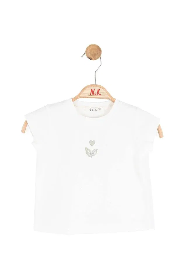 Детская футболка для девочек с принтом Nk Kids, Ecru - Green — фото 2