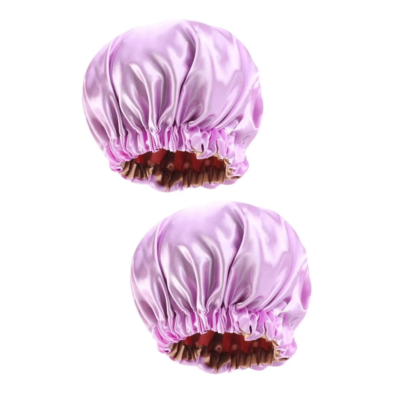 Шапочка для сна, двусторонняя атласная, Healvian, набор 2 шт, 38x38 см, Light Purple