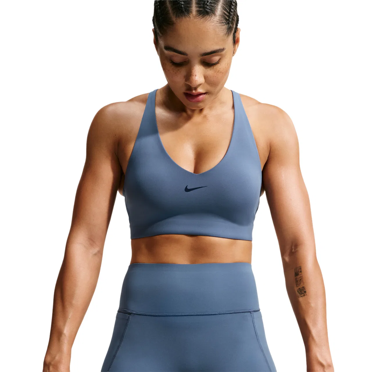 Женский спортивный бюстгальтер Medium Support Dri-FIT Nike, цвет New Slate/New Slate/Midnight Navy — фото 3