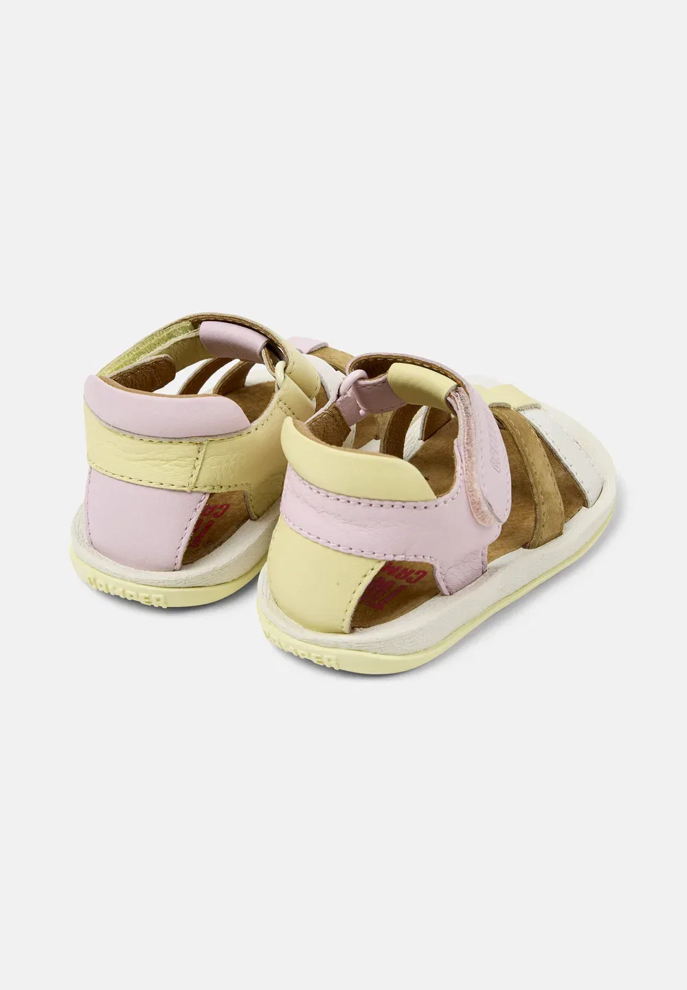 Сандалии Camper Bicho fw, открытый носок, липучка, кожа, желто-розовые — фото 4