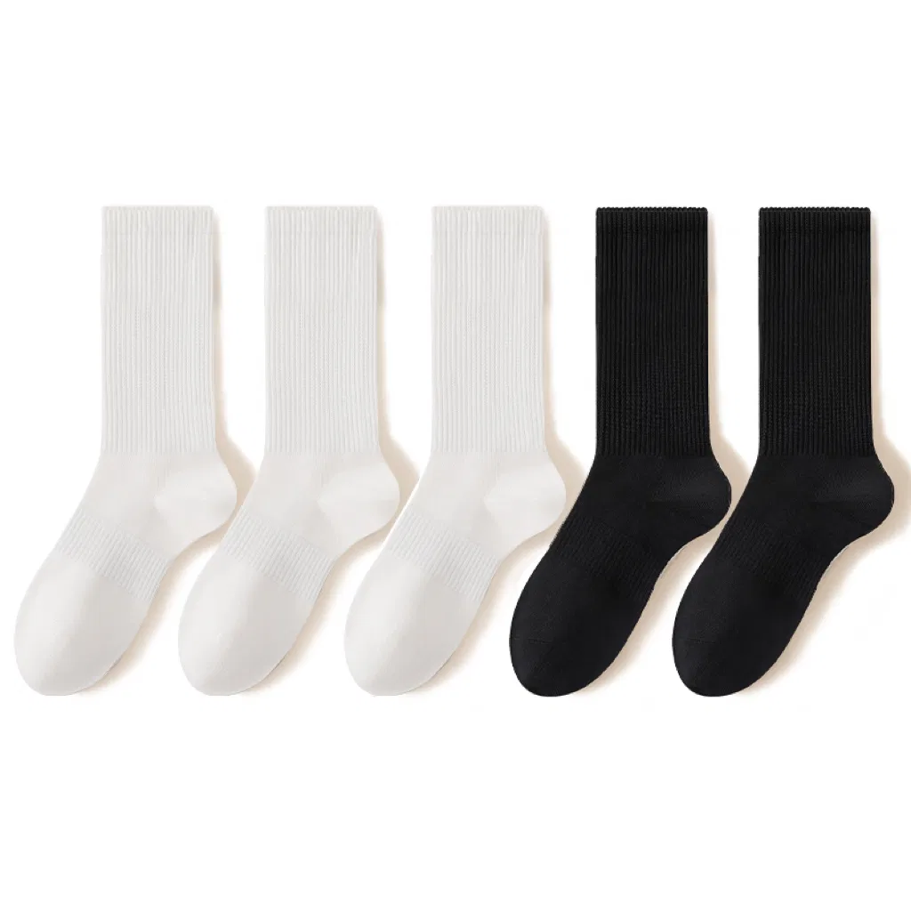 Детские носки до колена с комплектом 5 пар, модель 5 Pack Crew, MIANZHUWU, White/Black