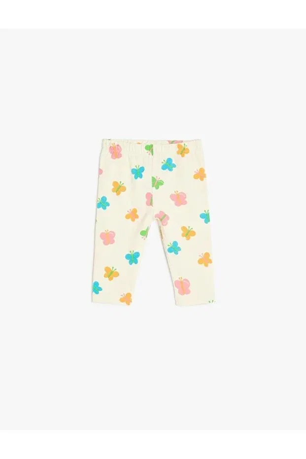 Детские леггинсы для девочек хлопковые Butterfly Patterned Koton, Bej Designed — фото 2