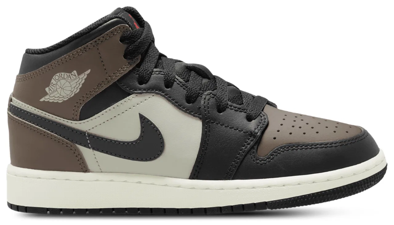 Детские баскетбольные кроссовки с высоким берцем AJ 1 Mid Jordan, Univ Red/Black/Phantom