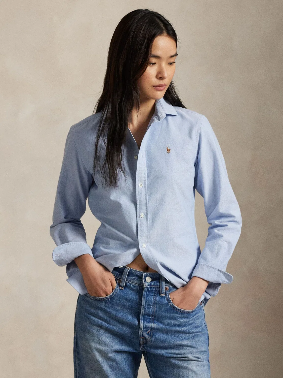 Рубашка Slim Fit, оксфордская Polo Ralph Lauren, синяя