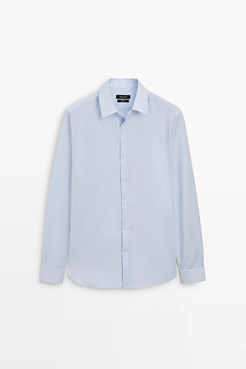 Рубашка Massimo Dutti Slim Fit Micro-check Tailored Fit, небесно-голубой — фото 2