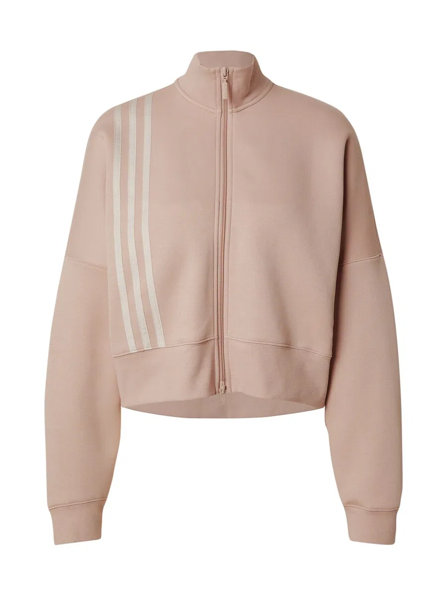 Худи на молнии ADIDAS ORIGINALS 'Off Placed 3-Stripes Zip' светло-коричневого цвета