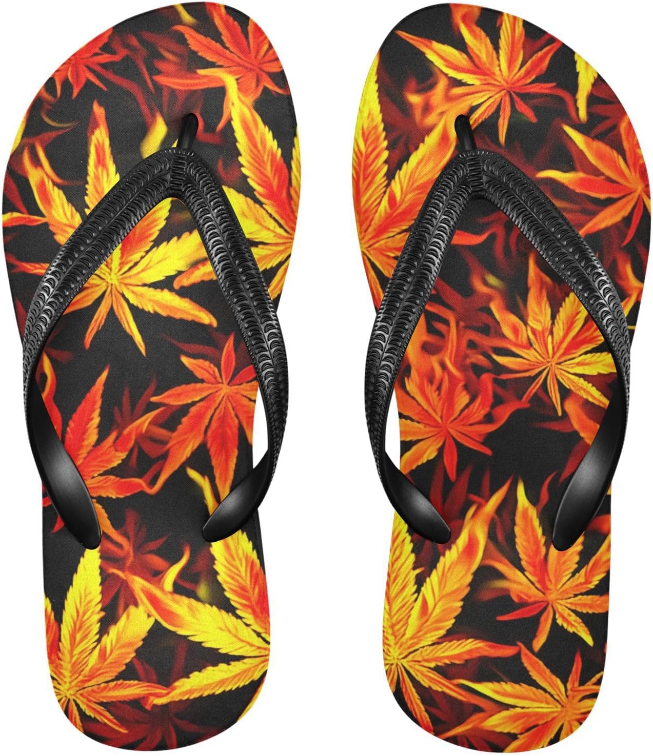 

Черные шлепанцы Burning Leaves для пляжа и душа, резинескользящие летние тапочки для ходьбы, обувь для мужчин и женщин Sinestour