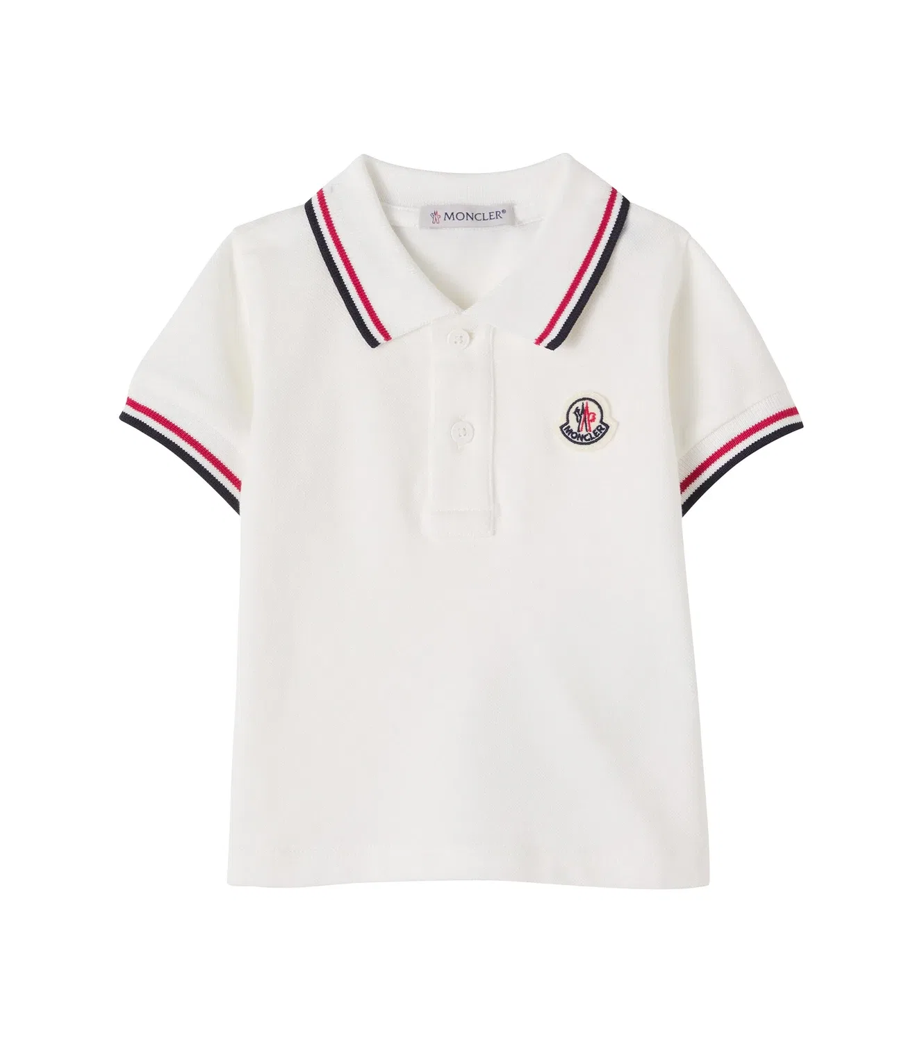 Поло из пике с воротником поло Moncler Enfant, белый
