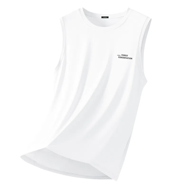 Детский топ без рукавов с защитой UPF50+ MINISO, Black (Mb Forest with White Logo) — фото 3