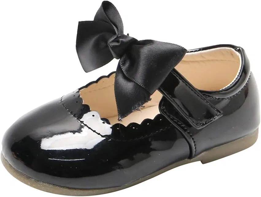 Детские туфли Мэри Джейн для девочек с бантом, модель Ballerina Princess Uniform Bowknot Flats, Black