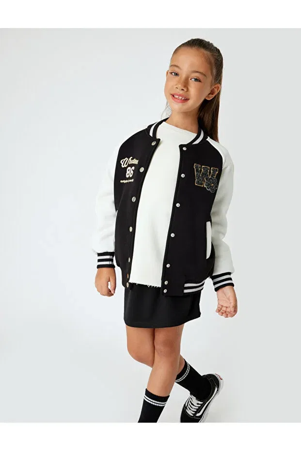 Детская куртка для девочек с принтом College Jacket Koton, Black