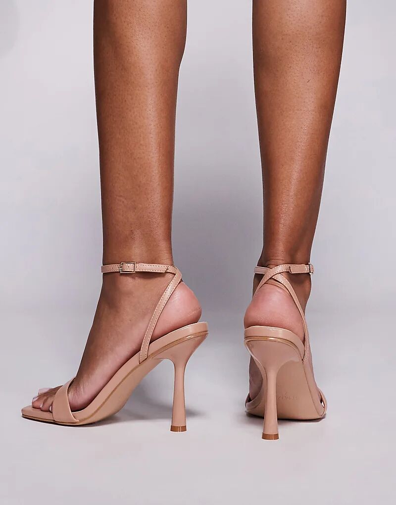 Босоножки Simmi London Dola на среднем каблуке с ремешками бежевого цвета SIMMI Shoes — фото 2