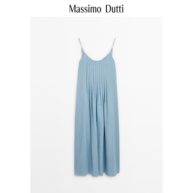 

Платье-миди Massimo Dutti плиссированное, светло-синий